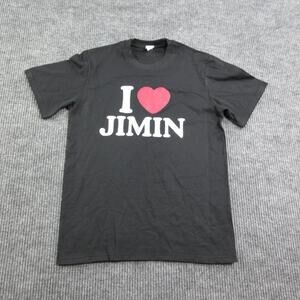 I LOVE JIMIN Shirt Mens S Black Cotton Jersey Crewneck BTS Graphic Tee